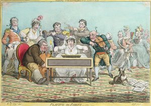 Spelen in delen, geëtst door James Gillray, uitgegeven door Hannah Humphrey in 1801